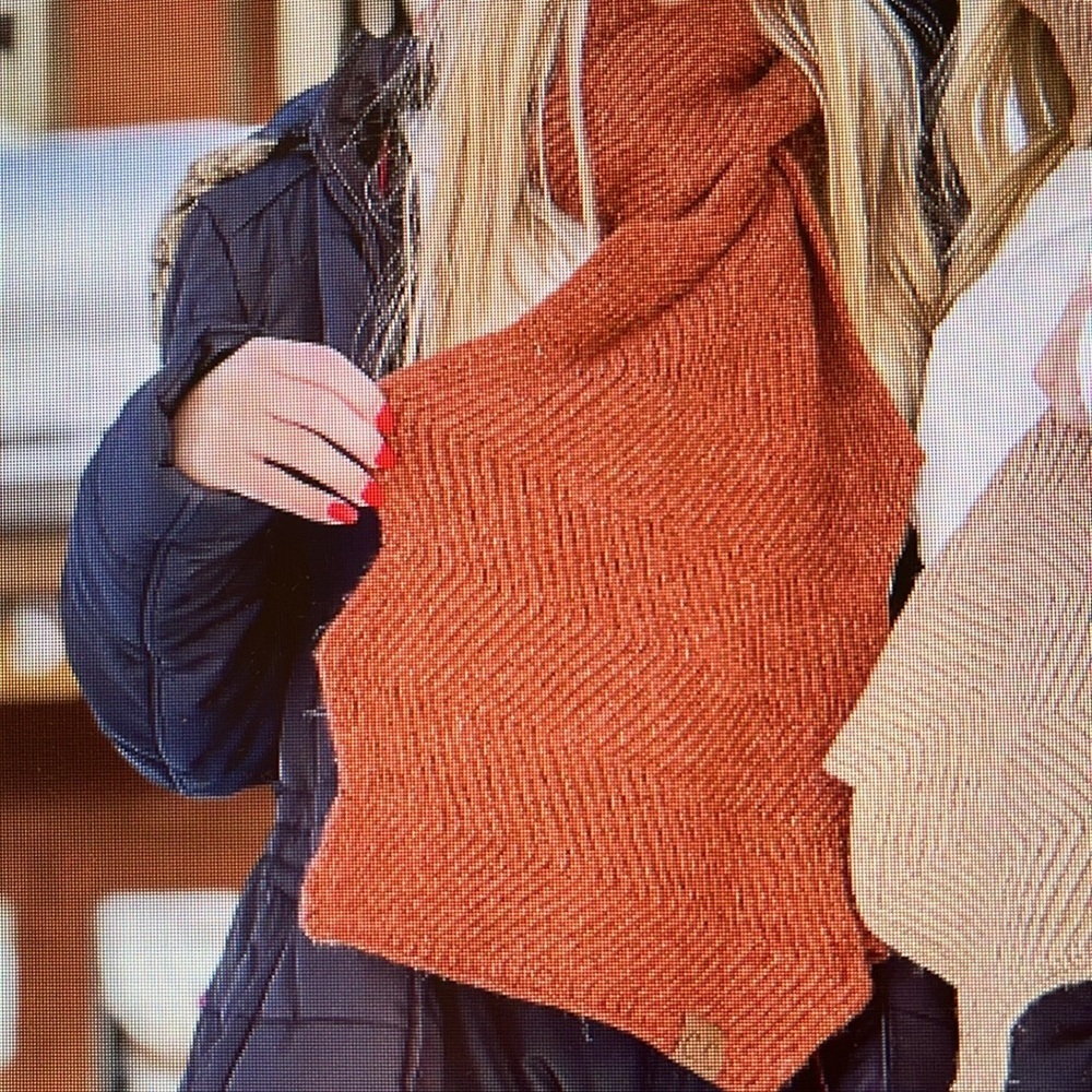 C.C Beanie Chevron Knit Scarf SF9000 in rust color